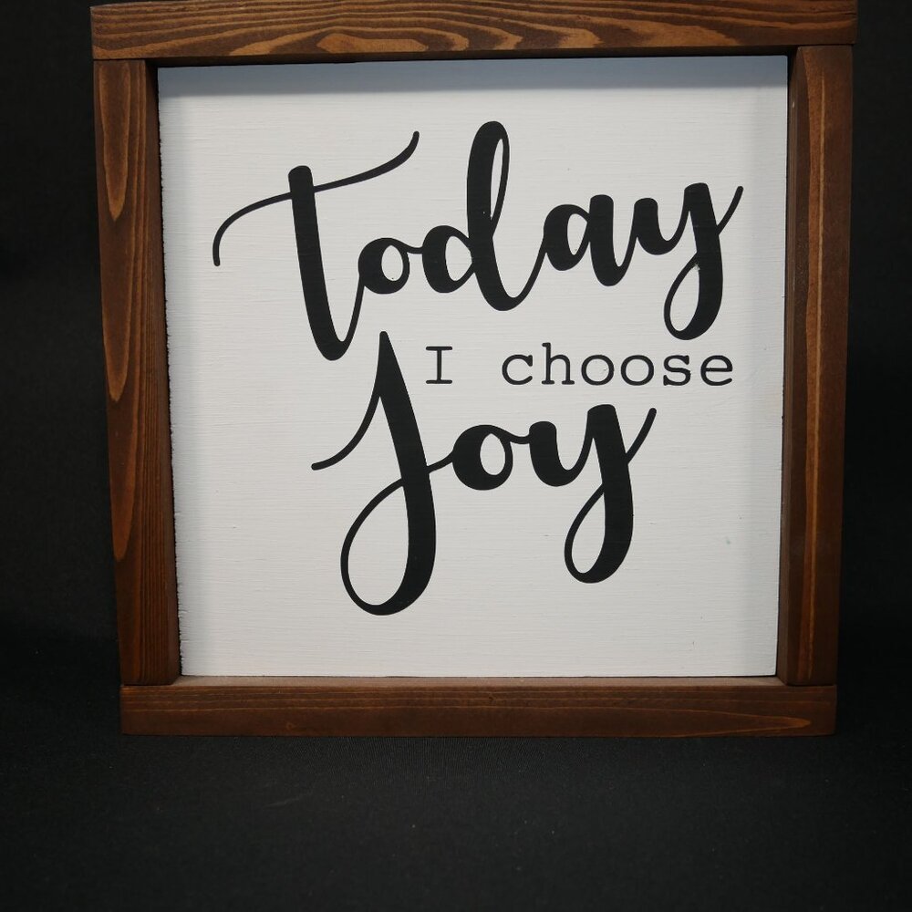 Dual-Sided Wooden Valentines Sign With "Today I Choose Joy" & "February 14"